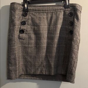 Banana Republic Gray Plaid Mini Skirt with Button Details